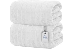 DAN RIVER Bath Sheets Set of 2 – 550 GSM Ultra Super Soft & Highly Absorbent Sheets with Speed Breaker Design – 100% Cotton Large Bath Towels for Bathroom, Home, Hotel, Spa – 35”x70” in White