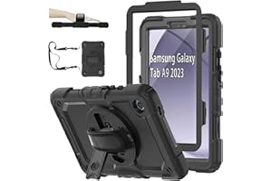 CLARKCAS Samsung Galaxy Tab A9 Case 8.7 inch 2023(SM-X110/X115) with Screen Protector Pencil Holder,Kids Shockproof Rugged Si