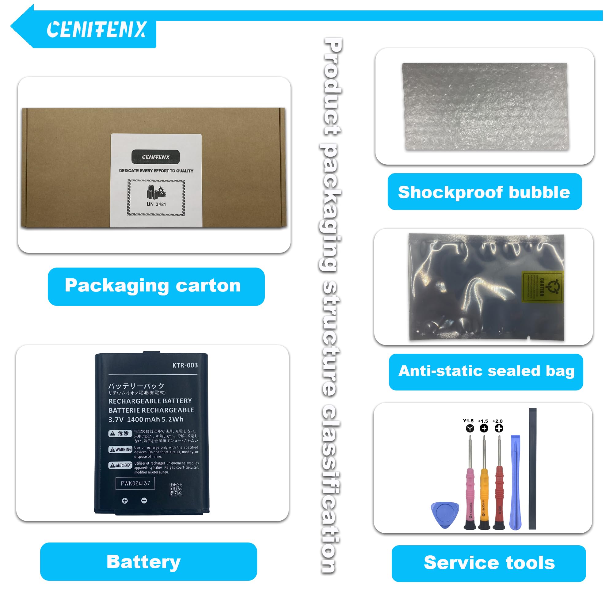 New 3DS Battery, KTR-003 3.7V 1400mAh Replacement for Nintendo New 3DS Game Player Battery, with Repair Tool Kit (Not for Nintendo 3DS, 3DS XL, New 3DS XL)