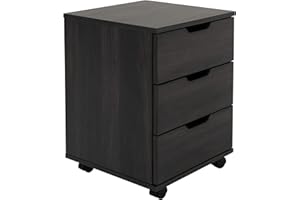 Farini 3-Drawer Vertical Filing Cabinet Rolling Wood Mobile File Cabinets Under Desk for Home Office with Casters (Dark Walnut, Non-Assembled)