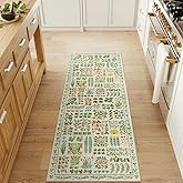 LIVEBOX Kitchen Runner Rugs Non Skid Washable Throw Rug 2x6, Runners for Hallways Non Slip,Thin Entryway Rug Plants Print Sty