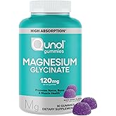 Qunol Magnesium Glycinate Gummies, 120mg of Magnesium Glycinate, High Absorption, Mixed Berry, 90 Count (Pack of 1)