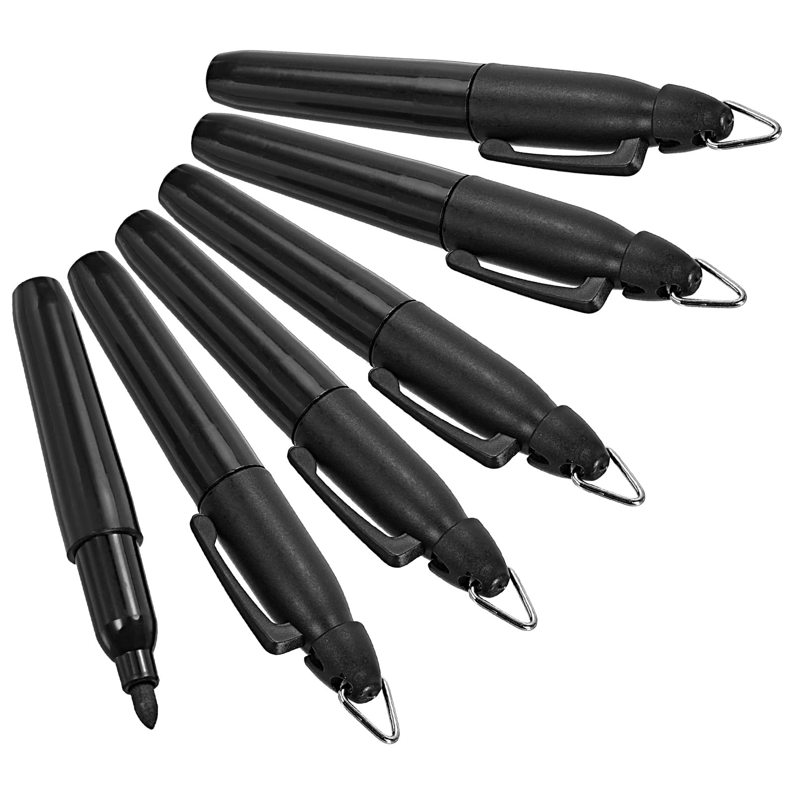 PATIKIL Mini Permanent Markers, 6 Pack Golf Ball Marker Pens with Keychain Clip for Office Meeting Outdoor Activities, Black Ink