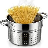 Mifoci 6 Qt Stainless Steel Pasta Strainer Insert for Pot Pasta Insert with Handles Steamer Basket Fits 6 and 8 Quart Stock Pots Cookware, Dishwasher Safe