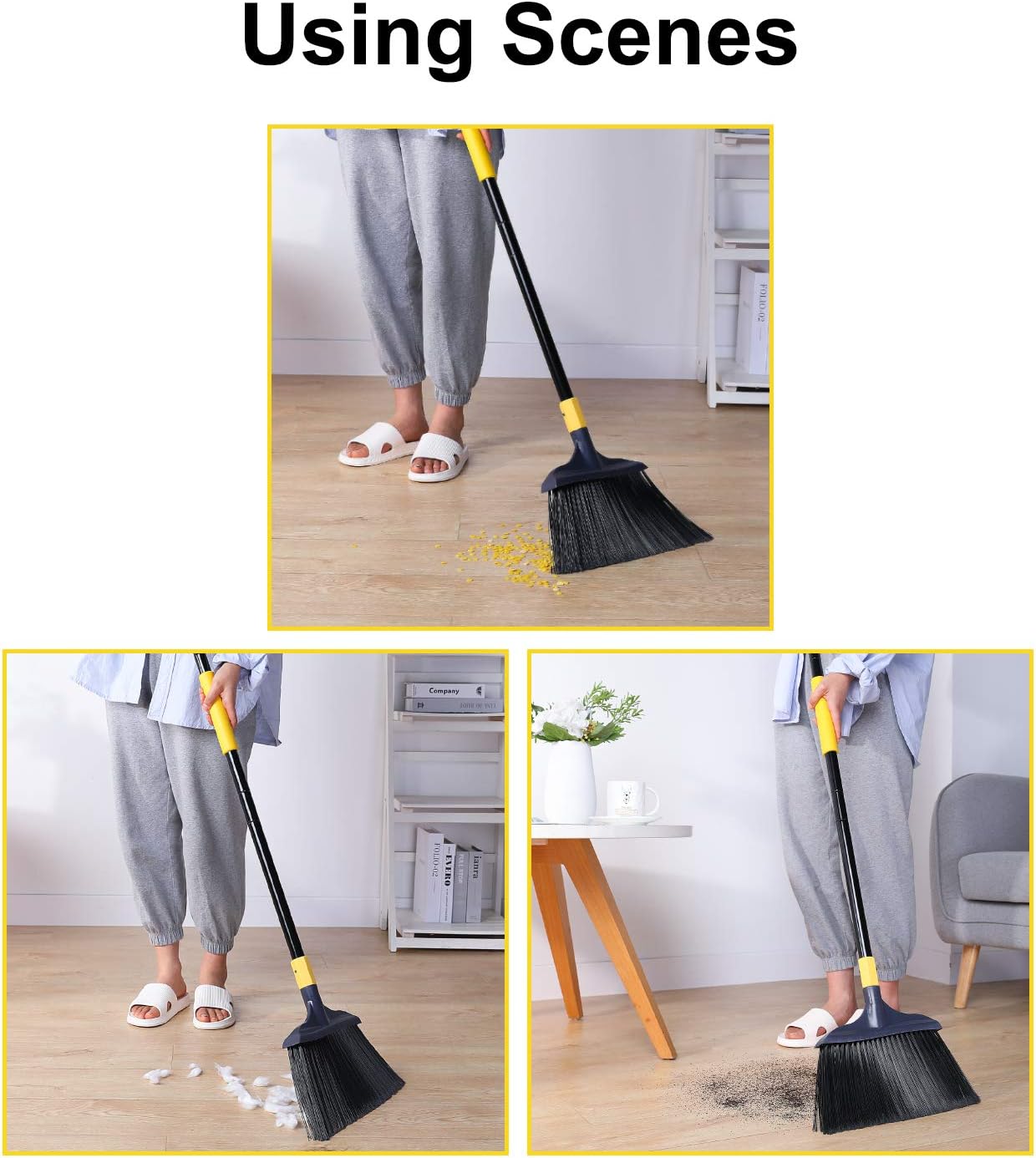 Yocada Heavy-Duty Broom Outdoor Commercial Perfect for Courtyard Garage Lobby Mall Market Floor Home Kitchen Room Office Pet Hair Rubbish 54Inch: Kitchen & Dining