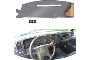 KEYOOG Dashboard Cover Dash Mat Fit for 1999-1997 Chevy G-MC C1500 K1500 C2500 K3500 Tahoe Yukon /00-99 Escalade (Left Hand Drive) Dash Board Mat Anti-Glare Carpet,Non-Slip Pad (Grey)