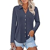 TICTICMISS Womens Long Sleeve Tops Button Down Shirts Dressy Casual Fall Tops Trendy Tunic Tops