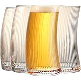 17.2oz Beer Glasses Set of 4, Large Beer Mugs for Freezer, Craft Pint Glasses, Unique Pub Hand Blown Drinking Glasses for IPA, Pilsner,Gifts for Christmas