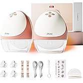 Heated Wearable Breast Pump Hands-Free, Portable Electric Breastfeeding Pump, 4 Modes & 9 Levels, Innovated Heating Tech with Strong Battery & Hospital-Grade Suction, 19/21/24mm Flange Inserts, 2-Pack