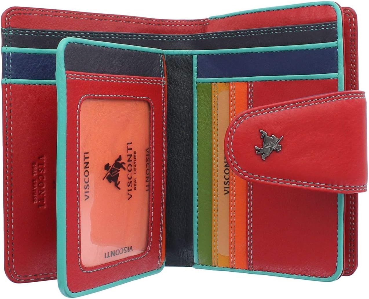 VISCONTI Spectrum Collection Leather Poppy Purse with Tab Closure & RFID Blocking SP31 Red