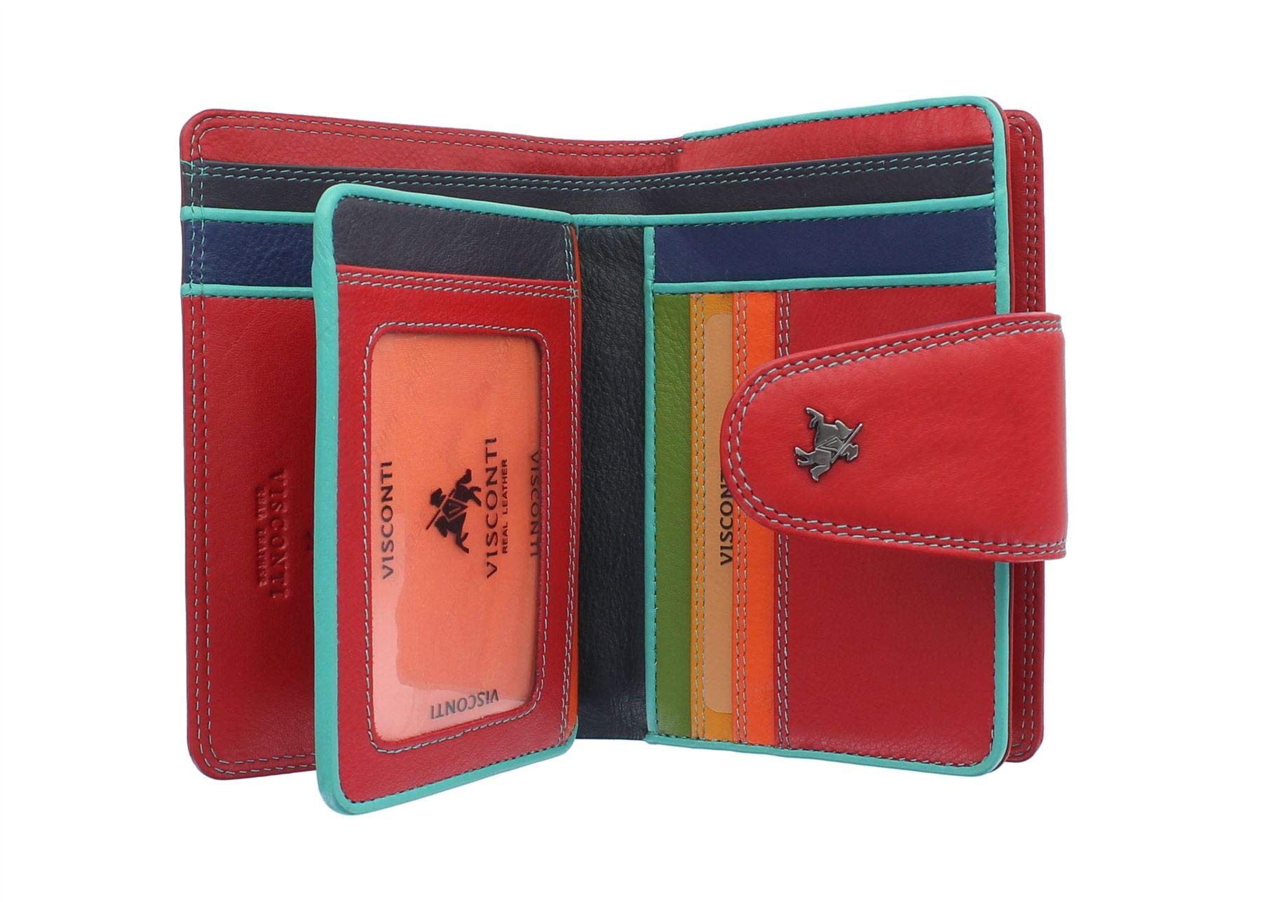 VISCONTI Spectrum Collection Leather Poppy Purse with Tab Closure & RFID Blocking SP31 Red
