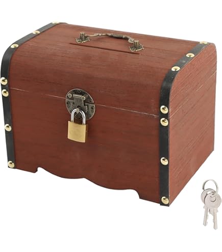Amazon.com : Wooden Piggy Bank, Safe Money Box Savings with Lock