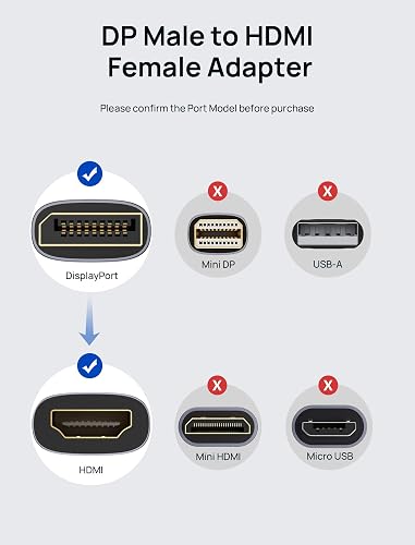 Moread 4K DisplayPort To HDMI Adapter (Gold-Plated) – Uni-Directional, Plug & Play For Monitors, TVs – Fits HP, Dell, Lenovo PCs