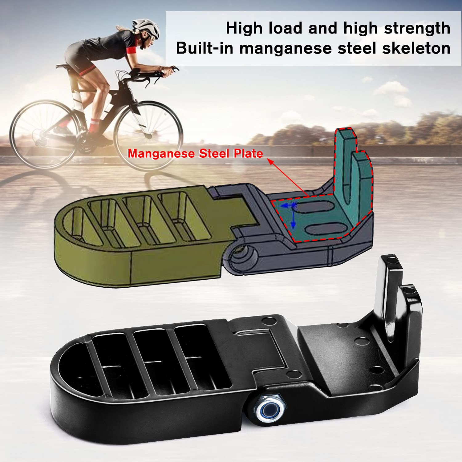 TOBWOLF 2PCS Bike Rear Pedals, Aluminium Bicycle Foot Peg, Non-Slip Ebike Foot Pegs for Passenger, Folding Rear Bicycle Footrest Pedals for E-Bike, Mountain Bike, Folding Bicycle