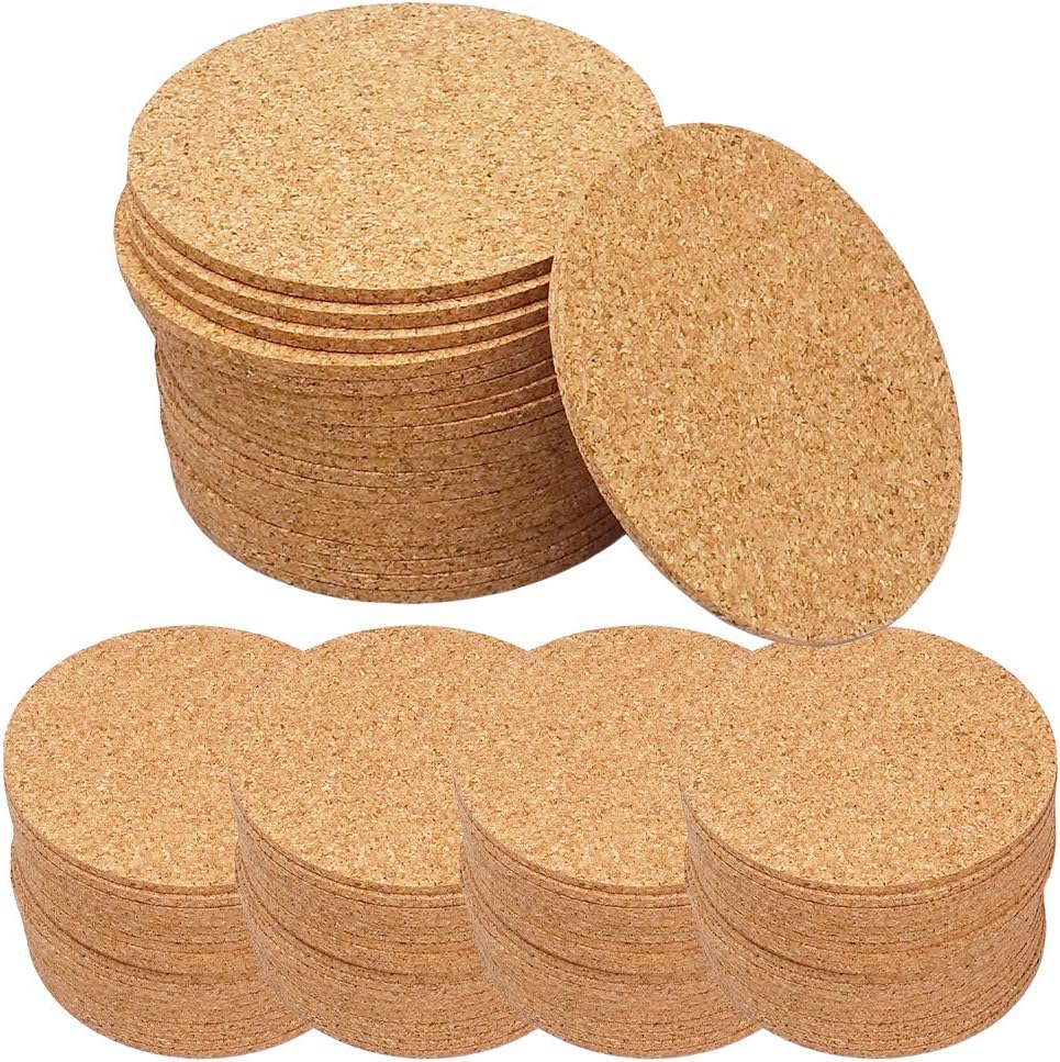 Amazon｜XRICH コルクコースター 【100枚入り】(直径90㎜ 厚さ3㎜) 耐熱マット 丸型 木製 吸水 レストラン 来客用 カップ