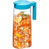 Amazing Abby - Slim - Tritan Pitcher (64 oz), Unbreakable Plastic Water Pitcher with Lid, BPA-Free, Heat-Resistant, Dishwasher-Safe, Great for Both Iced and Hot Drinks, Indoors and Outdoors, Blue