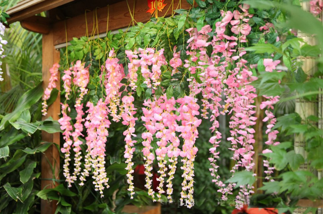 Lannu 12 Pack 3.6 FT Artificial Fake Hanging Wisteria Vine Ratta Silk