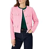 YEXPINE Cropped Tweed Blazer Jackets for Women Elegant Slim Collarless Business Casual Outfits