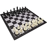 Fuhengli 12.5" Magnetic Travel Chess Set, Black &amp; White Color | Outdoor Travel Portable Folding Chess Board for Adults &amp; Kids, Easy to Carry