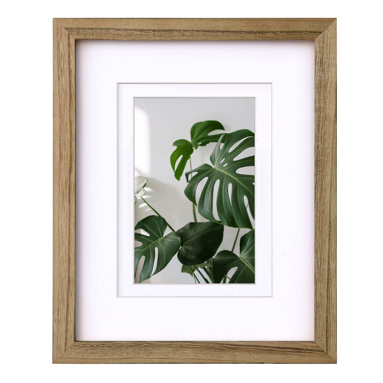 EGOFINE 10x8 Picture Frame,100% Solid Wood Frames with 7x5 Mat,10x8 Photo Frame with Acrylic Glass,20x25 cm Poster Frame for Tabletop and Wall Mounting,Carbonized Brown — image 1