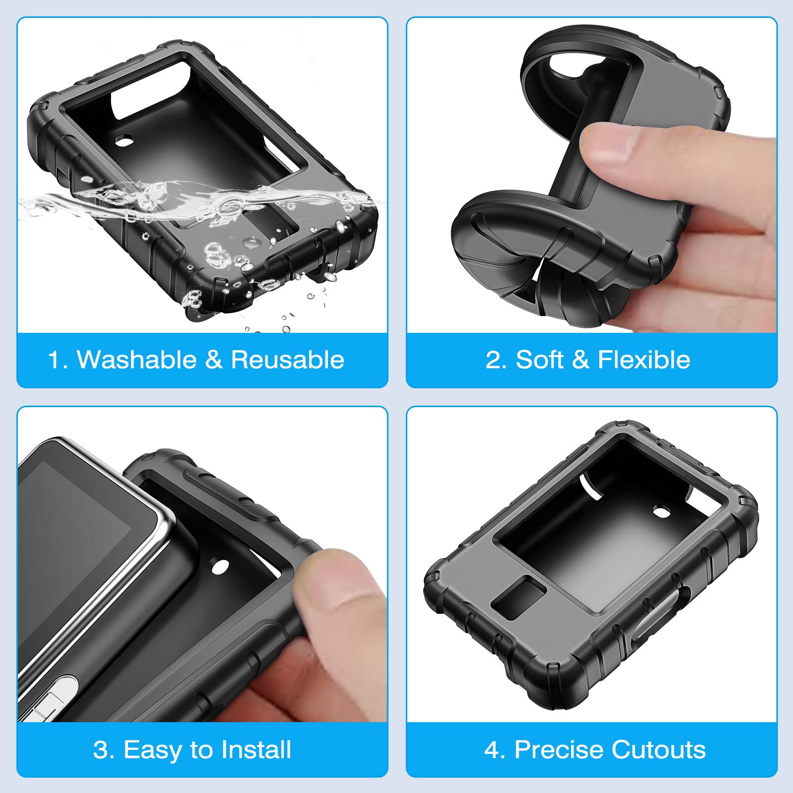 MEDMAX Case for Tandem T:Slim X2 / T: Slim Insulin Pumps, Lightweight Shockproof Non-Slip Silicone Protective Cover with Raised Bevel for Diabetics, Black