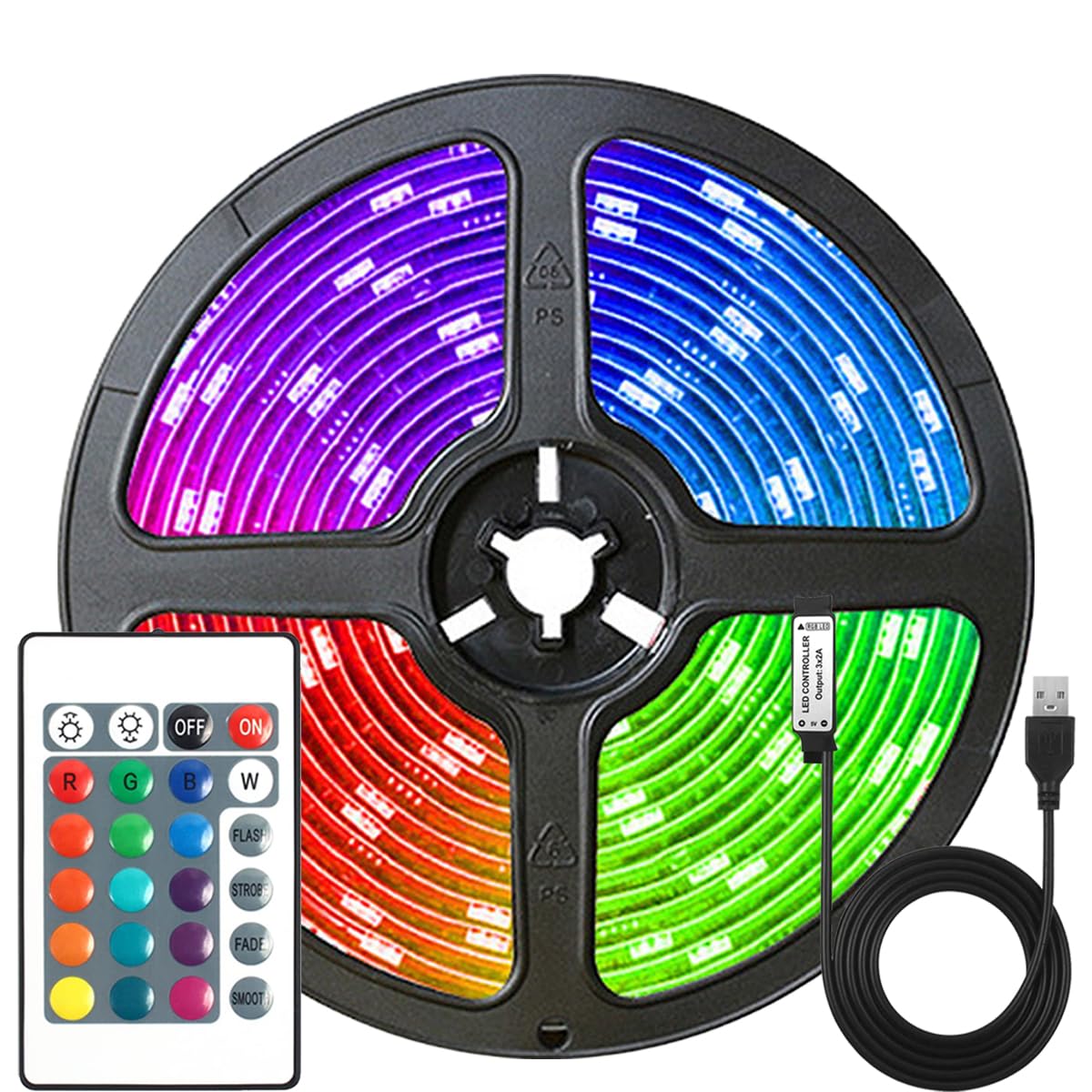 Diuturnous RGB LED Rope Light with Remote Control for Home Lighting, 16 Colors (3M)