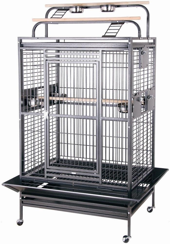 HQ 36x28x66 Double Play Top Bird Cage Platinum White