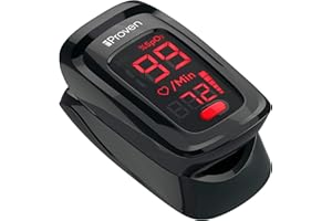 IPROVÈN iProven Pulse Oximeter Fingertip Oxygen Concentrator, Blood Saturation Monitor with Heart Rate Detection including Batteries, Case and Lanyard, OXI-27Black (Black) (Black/Red) (Black/Red)