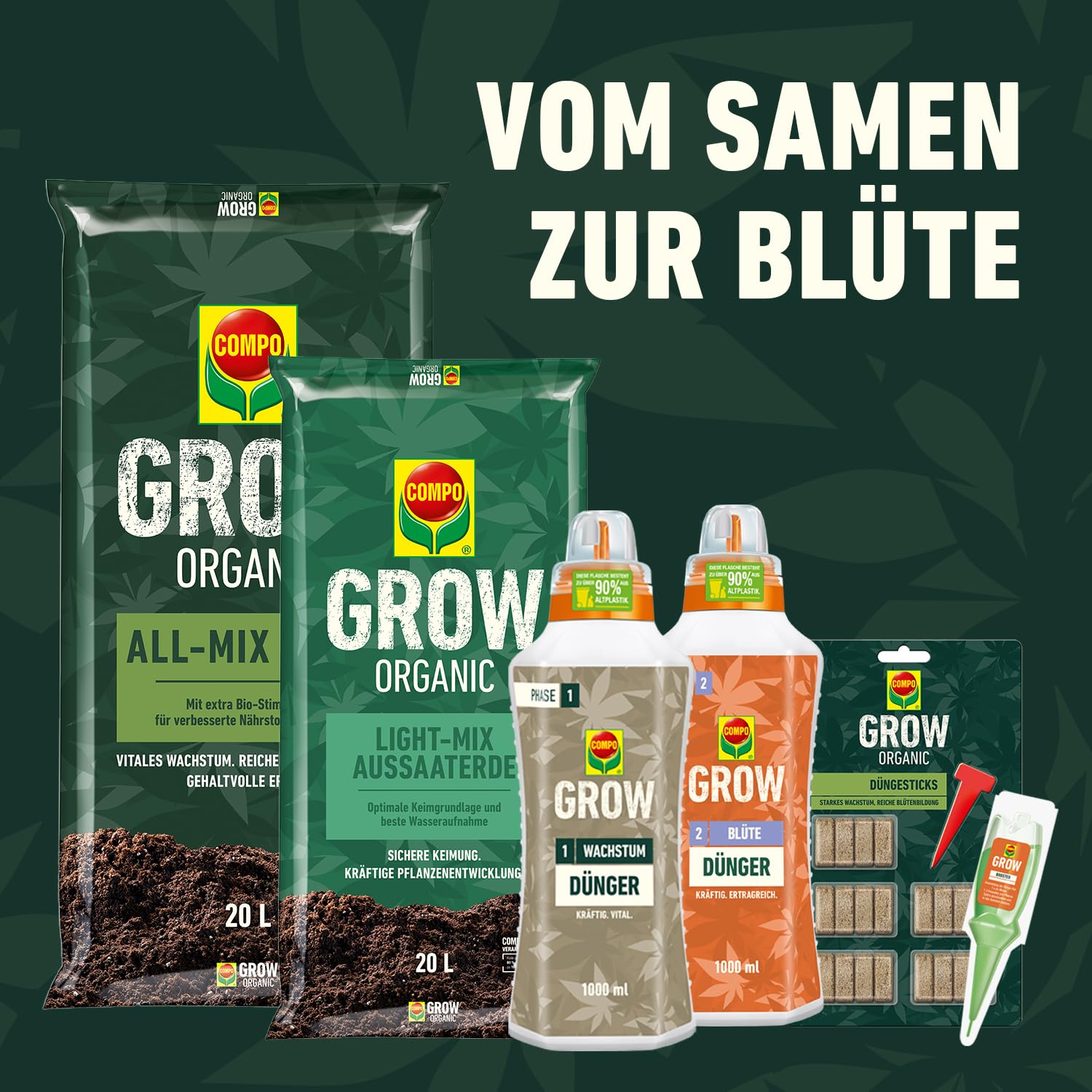 COMPO GROW Wachstum Dünger für Spezialkulturen - Dünger für Indoor & Outdoor - Spezialdünger für die Wachstumsphase - mineralisch - 500 ml, grün 4