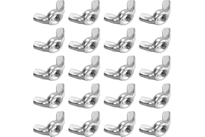 uxcell M6 Wing Nuts, Stainless Steel 304 Fasteners Parts Screws Hand Twist Tighten Ear Butterfly Nuts, 20pcs