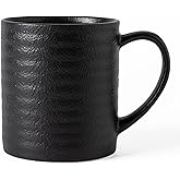 TaoTaojarvie Ceramic Coffee mugs, 23 oz, Extra Large Mugs, Big Tea Cup, Large Handle, Pottery Mug, Big Belly, Matte Finish Glaze,Wide Bottom, stripe pattern, Microwave & Dishwasher Safe. (Black)