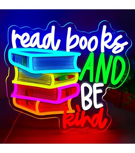 WittyRhE LED Read Books Be Kind Neon Signs Classroom Neon Lights