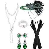 PLULON 6 Pcs 1920s Flapper Accessories for Women, Great Gatsby Flapper Accessories Fashion Roaring 20s Costume for Women