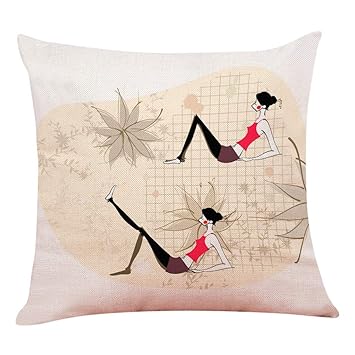 Amazon Com Lamuch Yoga Exercise Pillowcase Cushion Cover Linen