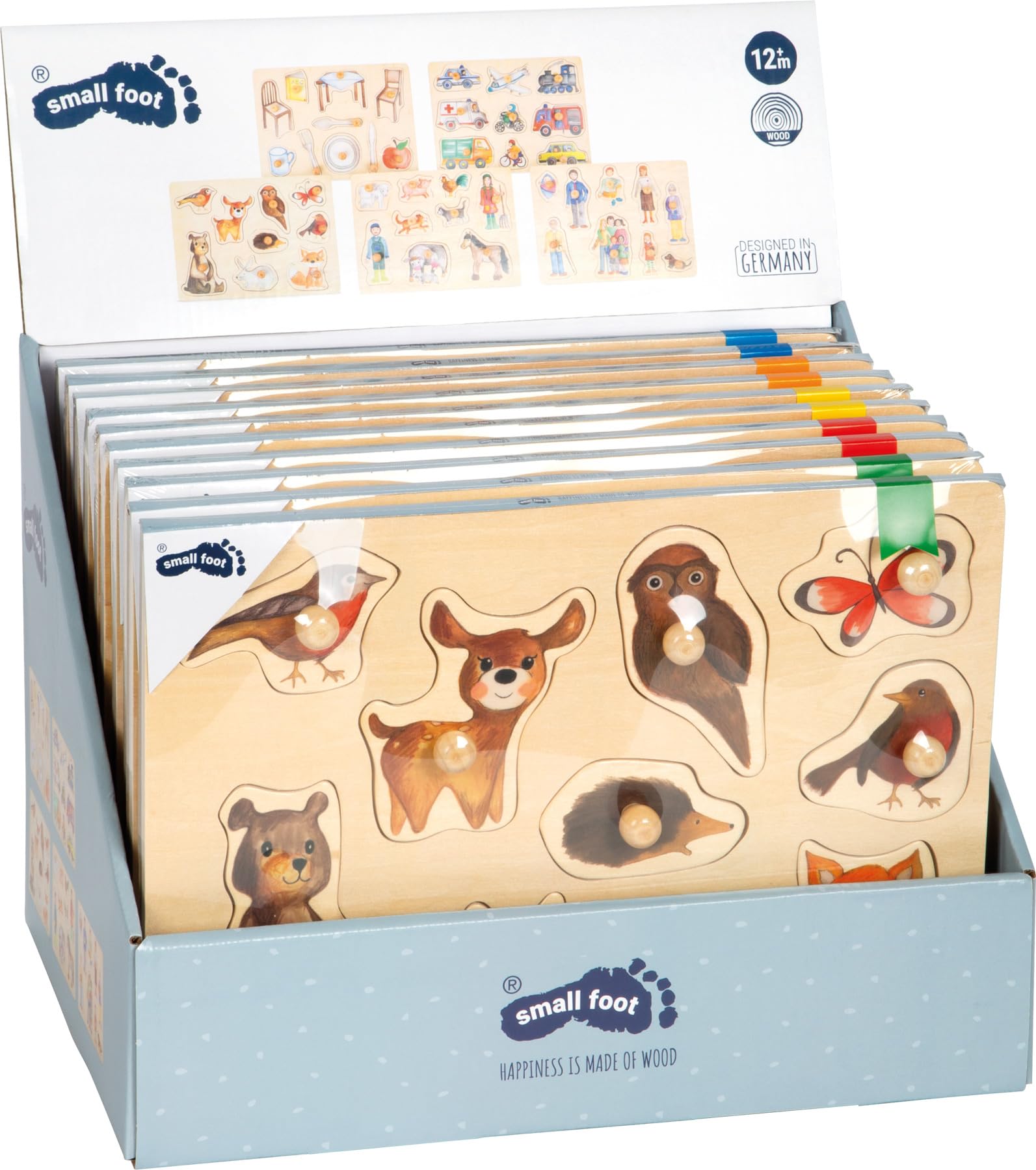 Small Foot 11504 Wooden Puzzles Counter Display with Various Motifs, for Ages 12 Months and up