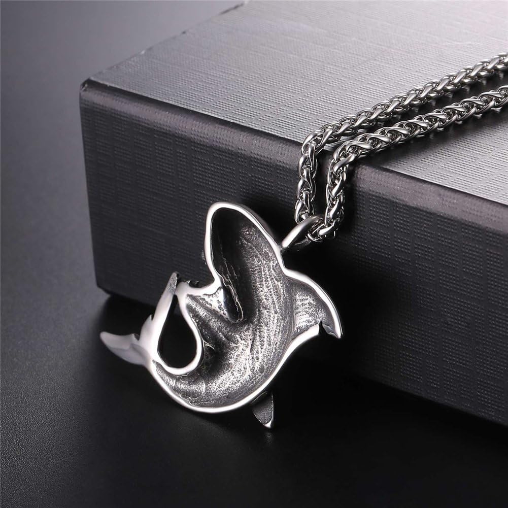 U7 Punk Shark Pendant Animal Jewelry with Stainless Steel Chain 22 Inch: Jewelry