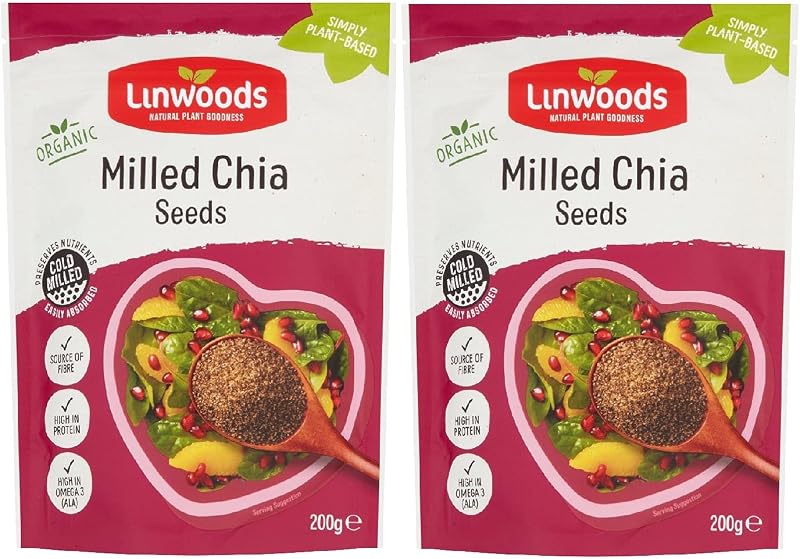 Linwoods Milled Chia Seed 200g Pack of 2 - Omega 3 source Dairy Free GMO Free
