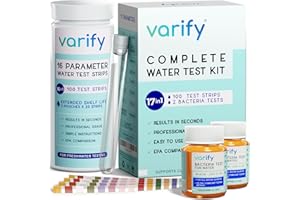 17 in 1 Premium Drinking Water Test Kit - 100 Strips + 2 Bacteria Tests - Home Water Quality Test - Well and Tap Water - Easy