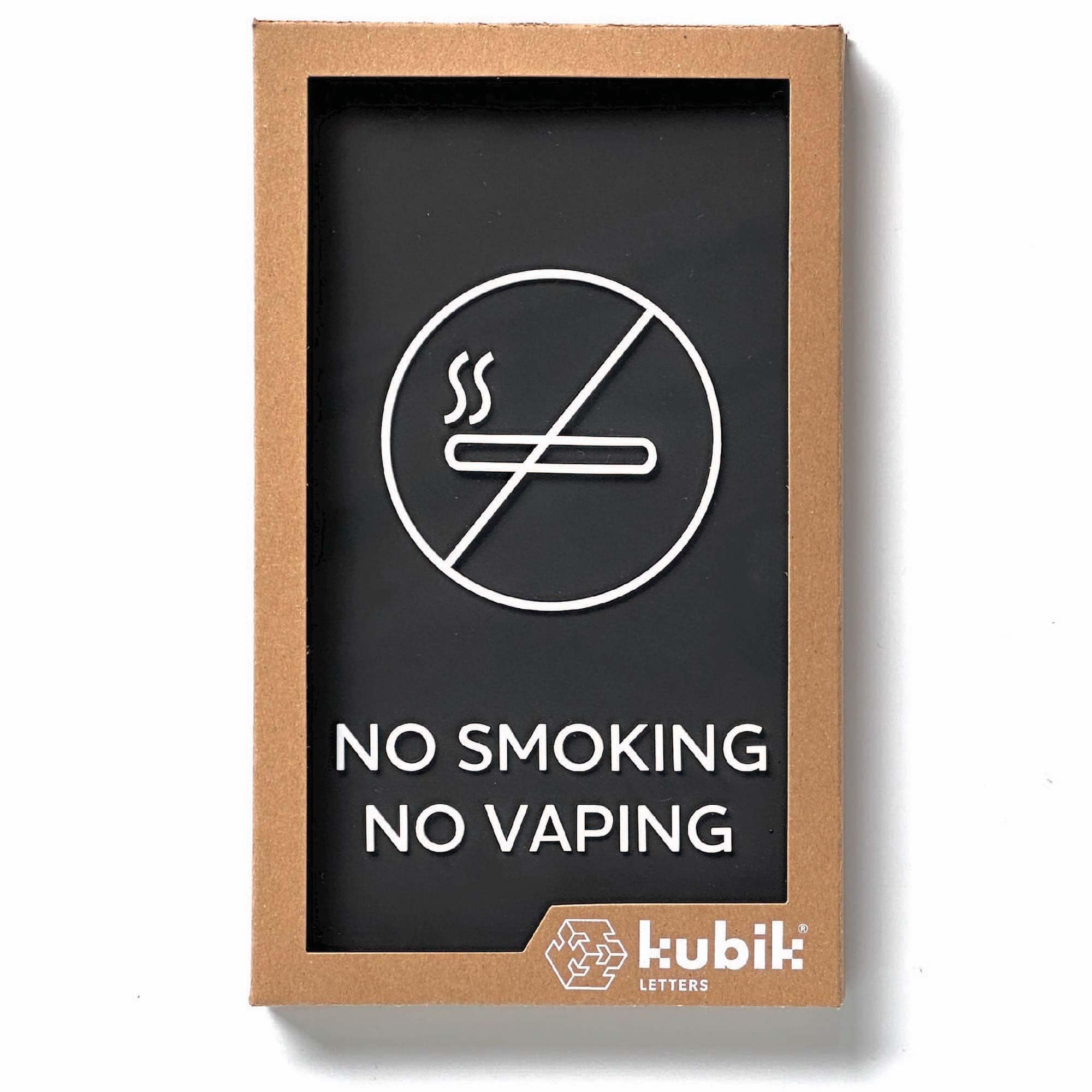 Kubik Letters No Smoking No Vaping Sign, Modern Design Sign for No Smoking No Vaping No E Cigarette Area with 3M Double Sided Tape โ image 1