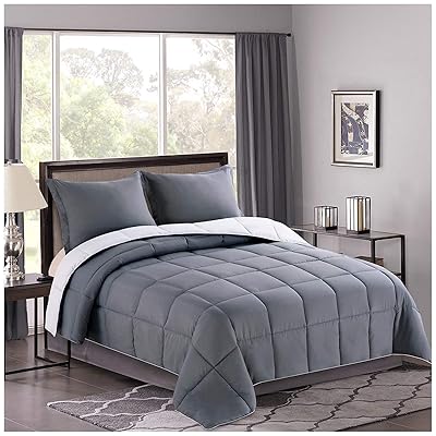 Buy Homelike Moment Lightweight Comforter Set California King Reversible All Season Down Alternative Bed Comforter Set Summer Blanket 3 Piece With 2 Pillow Shams Cal King Size Dark Gray Light Grey Online