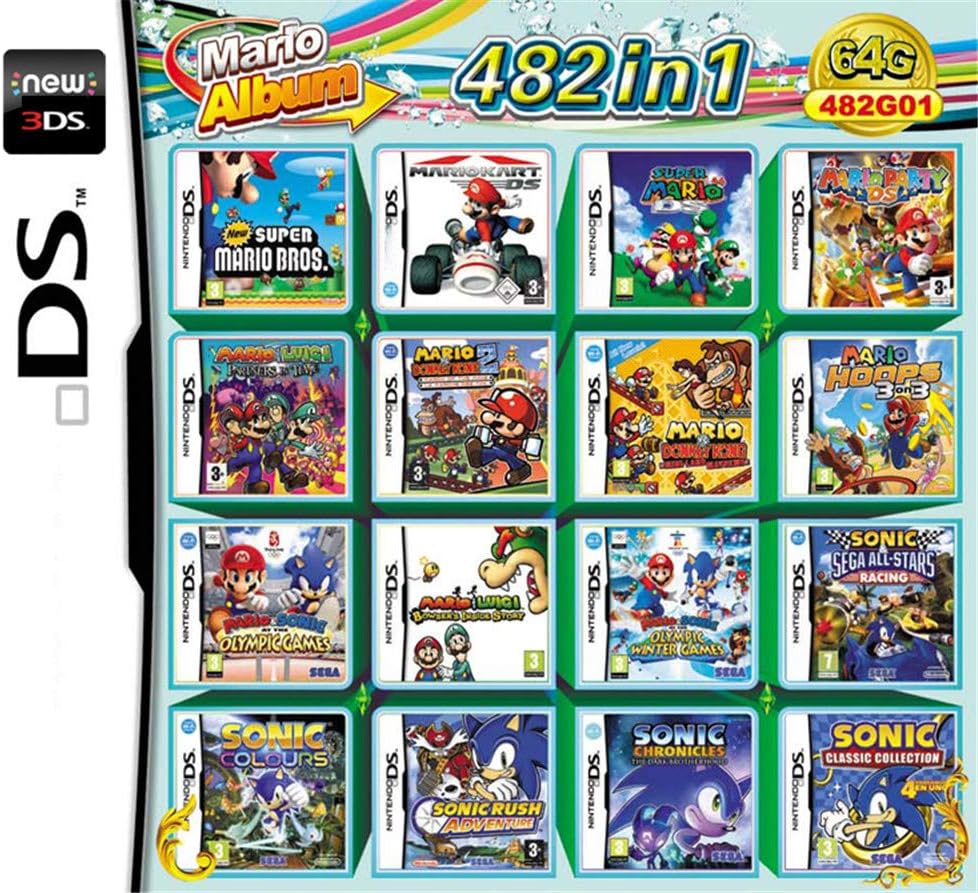 482 Sets in 1 NDS Game Pack Card Super Combo Cartridge for NDS DS 2DS New 3DS XL