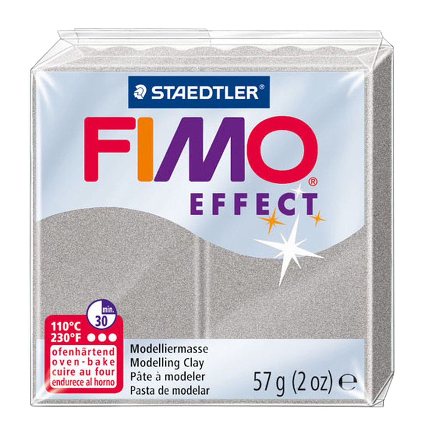 Staedtler Fimo Effect Polymer Clay 2 oz. Light Silver Pearl, Acrylic, Multicoloured, 6-Piece
