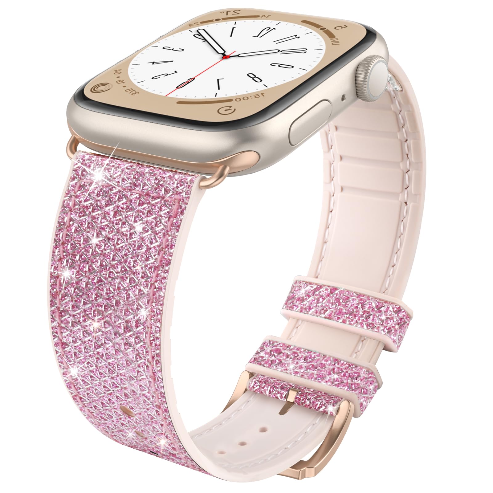 Tuocal Bling Straps Compatible with Apple Watch Strap 38mm 40mm 41mm 42mm(Series 10), Soft Glitter Silicone Sport Replacement Strap Women Men Bracelet for iWatch Series 10 9 8 7 6 5 4 3 2 1 SE