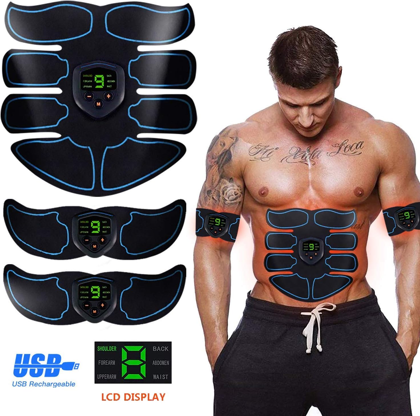 Ben Belle ABS Stimulator,Abs Muscle Toner EMS Portable Rechargeable Gym Workout Training and Home Office Fitness Toning Belt Equipment for Abdomen
