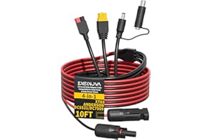 ENERNOVA Solar Panel Adapter Kit, 10Ft Solar Charge Cable 4-in-1 Adapter Cable (XT60, Anderson, DC5521, DC7909) Adapter Connector Kit for Solar Panel Portable Power Station Solar Generator(14AWG & 16AWG)