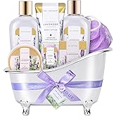 spa luxetique Spa Gifts for Women, Bath Baskets for Women, 8 Pcs Lavender Bath Sets with Bubble Bath, Lotion, Birthday Sets, Mothers Day Gift for Mom, Valentines Galentines Day Gifts for Her