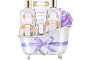 Spa Gifts for Women - Spa Luxetique Bath Baskets for Women, 8 Pcs Lavender Bath Sets with Bubble Bath, Lotion, Birthday Sets, Mothers Day Gifts for Mom