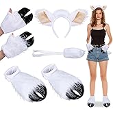 Toulite 6 Piece Halloween Llama Costume Set Include Llama Front Back Hooves Tail Headband Accessory for Woman Man Cosplay Animal Dress up Party