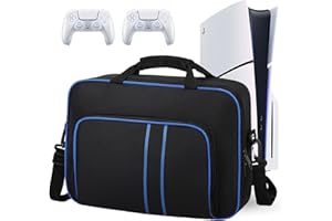 Sirmaeed For PS5 Carrying Case，Portable Protective Travel Storage Bag with Thick Padding Compatible for PS5 Digital Edition Console, for PS5 Controller, Game Discs, Charger & Accessories，Black