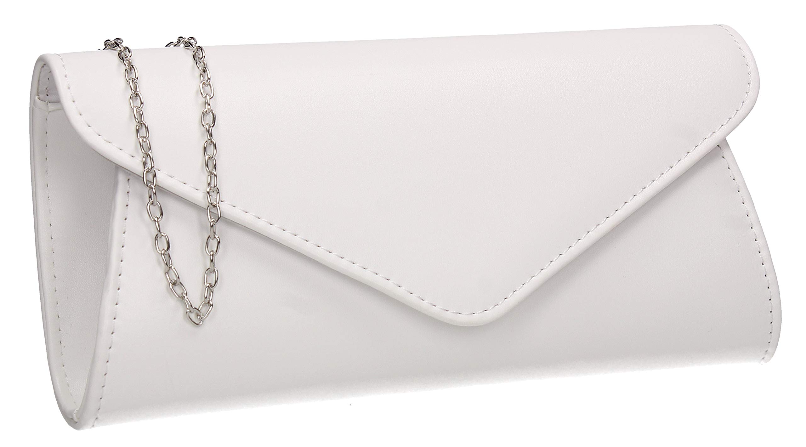 SwankySwans Lora Faux Leather Envelope Clutch Bag White